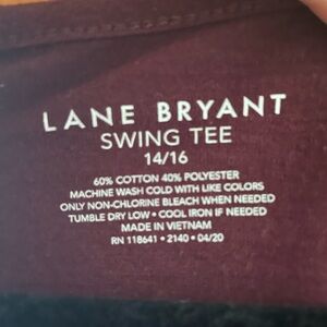Lane Bryant Swing Tee in Burgundy with shoulder detail